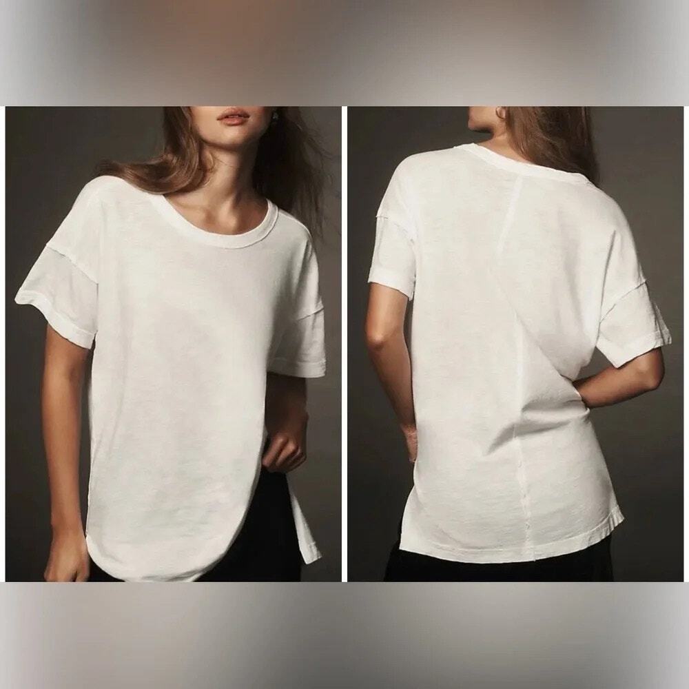 Anthropologie Pilcro NWT The Jordyn Cotton Slub Crewneck Oversized Tee Sz L